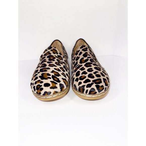 CHARIX Leopard Slip On Flat Loafers Comfort Cushion Leather Cowhide Hair 39/8.5 - Picture 7 of 16